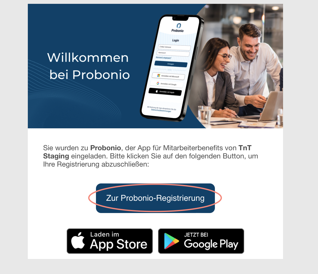 Screenshot Probonio Registrierung